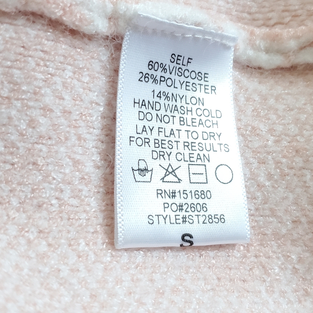 Storia Blush Pink And White Knit Forest Tree Abstract Turtleneck Sweater - Picture 6 of 7